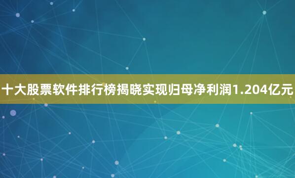 十大股票软件排行榜揭晓实现归母净利润1.204亿元