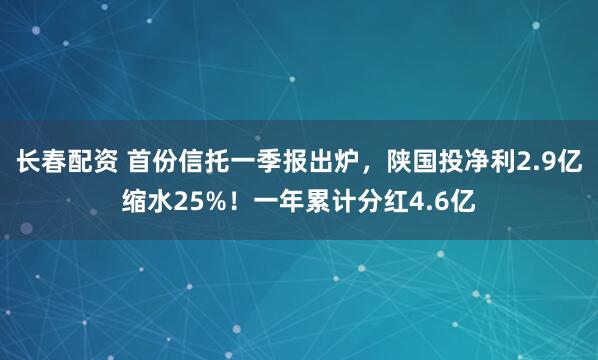 长春配资 首份信托一季报出炉，陕国投净利2.9亿缩水25%！一年累计分红4.6亿